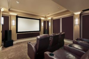 home theater. basement remodel. refinished basement ideas.